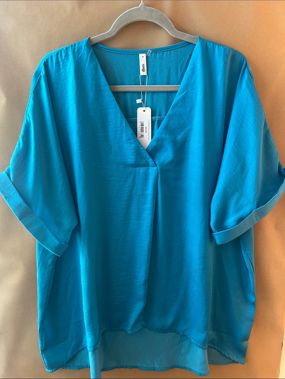 glam Turquoise V-Neck Short Sleeve Tunic